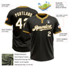 Custom Black Old Gold Pinstripe White Two-Button Unisex Softball Jersey