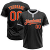 Custom Black Gray Pinstripe Orange Two-Button Unisex Softball Jersey