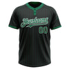 Custom Black Kelly Green Pinstripe White Two-Button Unisex Softball Jersey