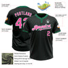 Custom Black Kelly Green Pinstripe Pink-White Two-Button Unisex Softball Jersey