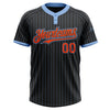 Custom Black Light Blue Pinstripe Orange Two-Button Unisex Softball Jersey