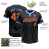 Custom Black Light Blue Pinstripe Orange Two-Button Unisex Softball Jersey