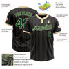 Custom Black Cream Pinstripe Green Two-Button Unisex Softball Jersey