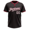 Custom Black Crimson Pinstripe White Two-Button Unisex Softball Jersey