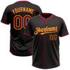 Custom Black Crimson Pinstripe Gold Two-Button Unisex Softball Jersey