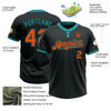 Custom Black Teal Pinstripe Orange Two-Button Unisex Softball Jersey