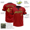 Custom Red Black Pinstripe Old Gold Two-Button Unisex Softball Jersey