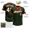 Custom Green Orange Pinstripe White Two-Button Unisex Softball Jersey