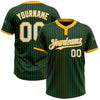 Custom Green Gold Pinstripe White Two-Button Unisex Softball Jersey