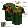 Custom Green Gold Pinstripe Red Two-Button Unisex Softball Jersey