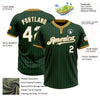 Custom Green Old Gold Pinstripe White Two-Button Unisex Softball Jersey