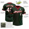 Custom Green Red Pinstripe White Two-Button Unisex Softball Jersey