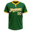 Custom Kelly Green Gold Pinstripe White Two-Button Unisex Softball Jersey