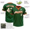 Custom Kelly Green Orange Pinstripe White Two-Button Unisex Softball Jersey