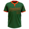 Custom Kelly Green Orange Pinstripe Orange Two-Button Unisex Softball Jersey