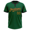 Custom Kelly Green Black Pinstripe Old Gold Two-Button Unisex Softball Jersey