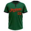 Custom Kelly Green Black Pinstripe Orange Two-Button Unisex Softball Jersey