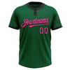 Custom Kelly Green Black Pinstripe Pink Two-Button Unisex Softball Jersey