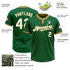 Custom Kelly Green Old Gold Pinstripe White Two-Button Unisex Softball Jersey