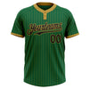 Custom Kelly Green Old Gold Pinstripe Black Two-Button Unisex Softball Jersey