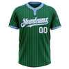 Custom Kelly Green Light Blue Pinstripe White Two-Button Unisex Softball Jersey