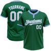 Custom Kelly Green Light Blue Pinstripe White Two-Button Unisex Softball Jersey