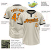 Custom Cream Black Pinstripe Bay Orange Two-Button Unisex Softball Jersey