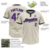 Custom Cream Black Pinstripe Purple Two-Button Unisex Softball Jersey