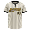 Custom Cream Black Pinstripe Old Gold Two-Button Unisex Softball Jersey