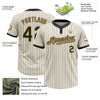 Custom Cream Black Pinstripe Old Gold Two-Button Unisex Softball Jersey