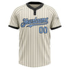 Custom Cream Black Pinstripe Light Blue Two-Button Unisex Softball Jersey