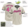 Custom Cream Black Pinstripe Pink Two-Button Unisex Softball Jersey