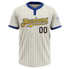 Custom Cream Royal Pinstripe Yellow Two-Button Unisex Softball Jersey