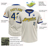 Custom Cream Royal Pinstripe Yellow Two-Button Unisex Softball Jersey