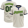 Custom Cream Navy Pinstripe Neon Green Two-Button Unisex Softball Jersey