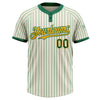 Custom Cream Kelly Green Pinstripe Gold Two-Button Unisex Softball Jersey