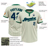 Custom Cream Kelly Green Pinstripe Navy Two-Button Unisex Softball Jersey