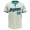 Custom Cream Teal Pinstripe Navy Two-Button Unisex Softball Jersey