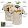 Custom Cream Brown Pinstripe Gold Two-Button Unisex Softball Jersey