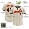 Custom Cream Brown Pinstripe Orange Two-Button Unisex Softball Jersey