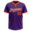 Custom Purple Orange Pinstripe Gray Two-Button Unisex Softball Jersey