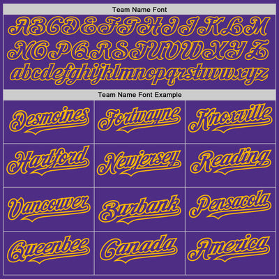 Custom Purple Gold Pinstripe Gold Two-Button Unisex Softball Jersey