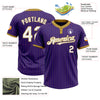 Custom Purple Old Gold Pinstripe White Two-Button Unisex Softball Jersey