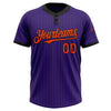 Custom Purple Black Pinstripe Orange Two-Button Unisex Softball Jersey