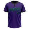 Custom Purple Black Pinstripe Teal Two-Button Unisex Softball Jersey