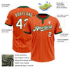 Custom Orange Green Pinstripe White Two-Button Unisex Softball Jersey