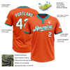 Custom Orange Teal Pinstripe White Two-Button Unisex Softball Jersey