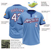 Custom Light Blue Royal Pinstripe White-Red Two-Button Unisex Softball Jersey