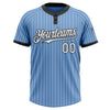 Custom Light Blue Black Pinstripe White Two-Button Unisex Softball Jersey