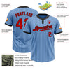 Custom Light Blue Black Pinstripe Red Two-Button Unisex Softball Jersey